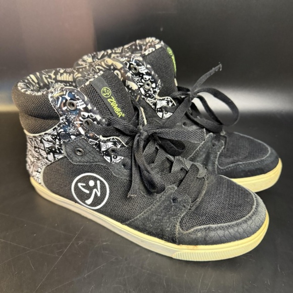 Zumba Crew Street Charge A1F00046-BTBK-8 Black Leather Textile Sneakers Womens 8